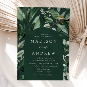 Abundant Greenery Arch Frame Wedding Invitation