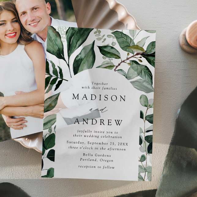 Abundant Greenery Arch Frame Wedding Vellum Invitations (Creator Uploaded)