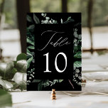 Abundant Greenery Black Wedding Table Number Card<br><div class="desc">Elegant, botanical wedding table cards featuring the table number nestled in a rectangular frame surrounded by eucalyptus, ferns, and other rich greenery with a black background. Personalise the number for each table card and add it to your cart. The 5x7 table numbers were designed to coordinate with our Abundant Greenery...</div>