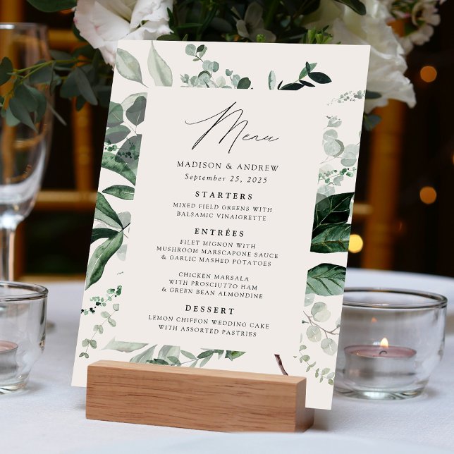 Abundant Greenery Cream Dinner Wedding Menu (Creator Uploaded)