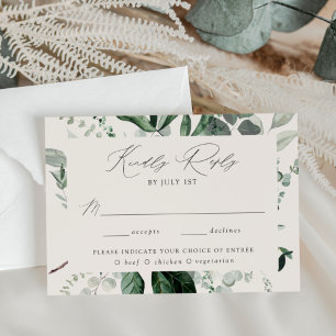 Abundant Greenery Cream Meal Choice Wedding RSVP Card