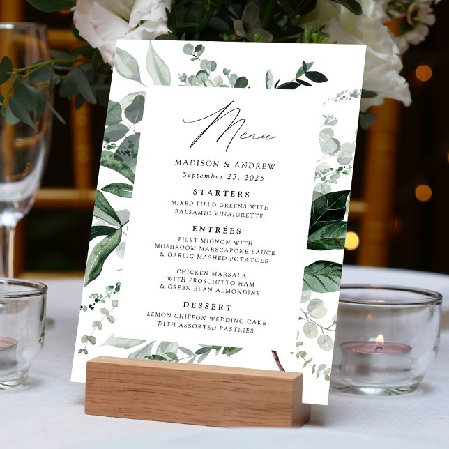 Abundant Greenery Dinner Wedding Menu (Creator Uploaded)