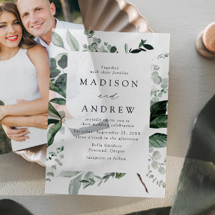 Abundant Greenery Frame Wedding Vellum Invitations