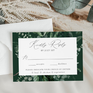 Abundant Greenery Meal Choice Wedding RSVP Card