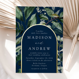 Abundant Greenery Navy Arch Frame Wedding