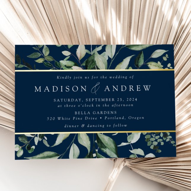 Abundant Greenery Navy Wedding Gold (Creator Uploaded)