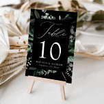 Abundant Greenery Personalised Wedding Table Number<br><div class="desc">Elegant, botanical wedding table cards featuring the table number, your names, and wedding date nestled in a rectangular frame surrounded by eucalyptus, ferns, and other rich greenery on a black background. Personalise the number for each table card and add it to your cart. Designed to coordinate with our Abundant Greenery...</div>