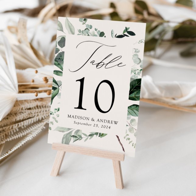 Abundant Greenery Personalised Wedding Table Number (Creator Uploaded)