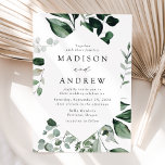 Abundant Greenery Wedding Invitation<br><div class="desc">Elegant wedding invitations featuring your wedding details nestled in a geometric frame surrounded by eucalyptus,  ferns,  and other rich greenery. The modern botanical wedding invitations reverse to a solid dark green background. Designed to coordinate with our Abundant Greenery wedding collection.</div>