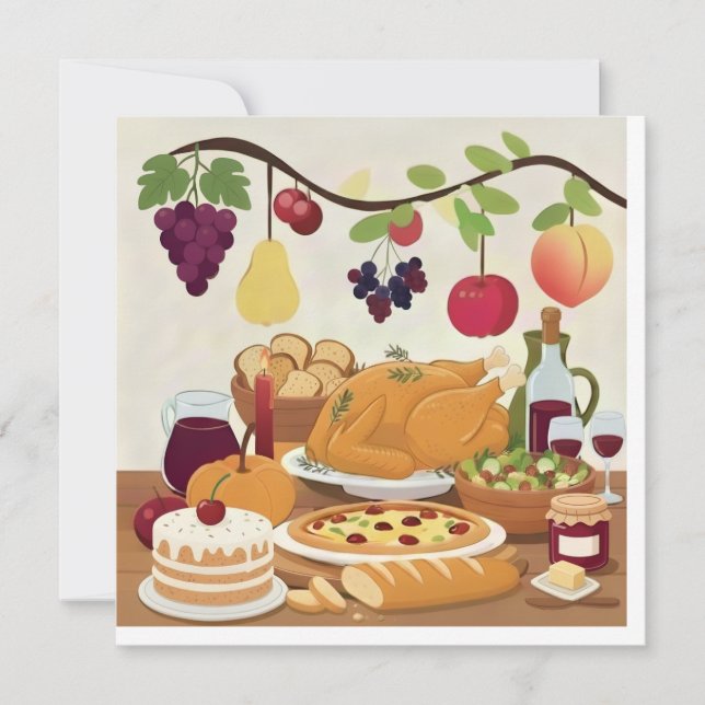 Abundant Holiday Feast: Autumn Celebration Illustr Save The Date (Front)