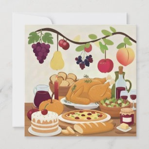 Abundant Holiday Feast: Autumn Celebration Illustr Thank You Card