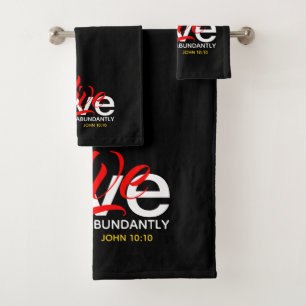 ABUNDANT LIFE John 10:10 Inspirational Christian Bath Towel Set