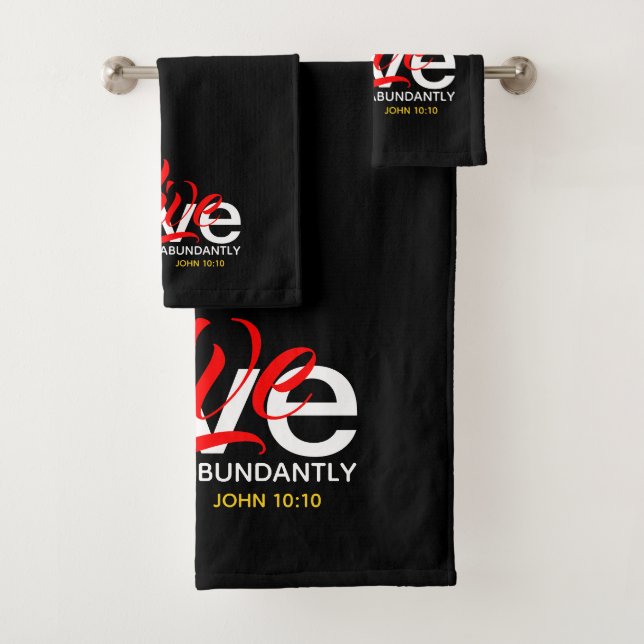 ABUNDANT LIFE John 10:10 Inspirational Christian Bath Towel Set (Insitu)