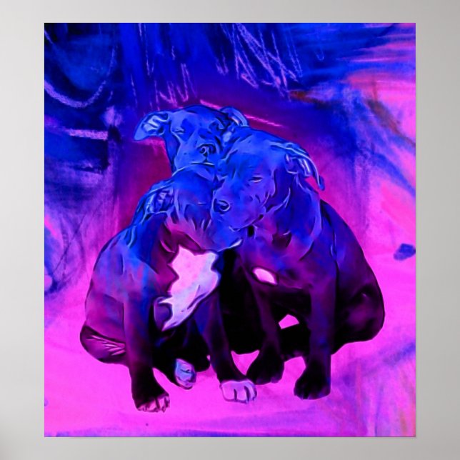 Abused Pit Bull Puppy Dogs, Faith, Hope, & Charity Poster (Front)