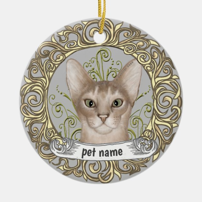 Abysinnian Cat  Loving Memory ornament (Front)
