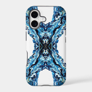 Abyss Abstract Navy Blue Gold White Fluid Art