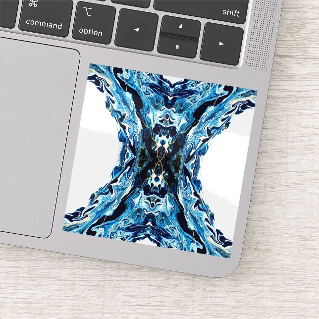 Abyss Blue Abstract Acrylic Paint Pour Fluid Art (Detail)
