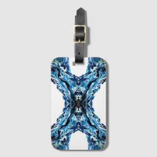 Abyss Blue Abstract Acrylic Paint Pour Fluid Art Luggage Tag