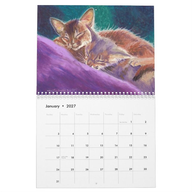 Abyssinian and Somali Cats 2015 Calendar (Jan 2027)