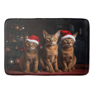 Abyssinian by the Fireplace Christmas Bath Mat
