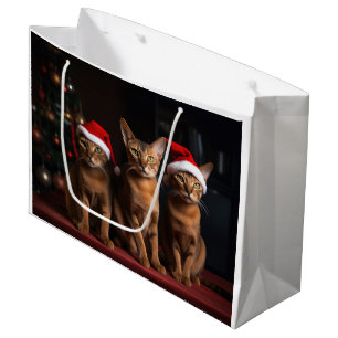 Abyssinian by the Fireplace Christmas Large Gift Bag