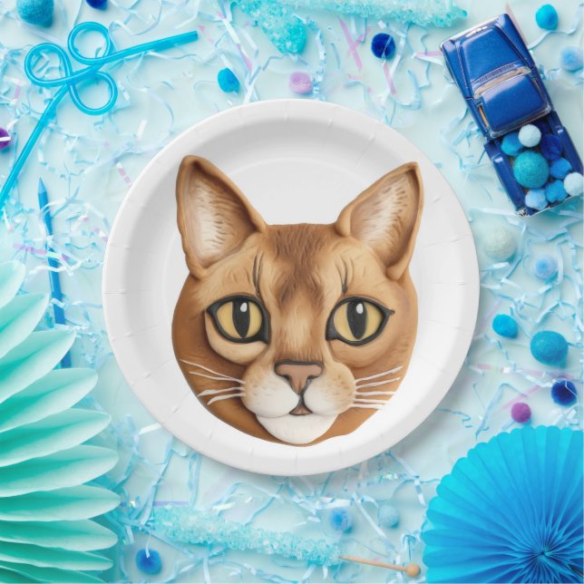 Abyssinian Cat 3D Inspired Paper Plate (Party)