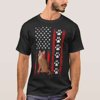 Abyssinian Cat 4th Of July Patriotic American Flag T-Shirt