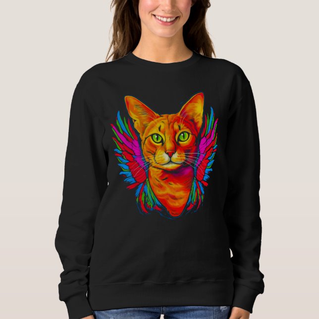 Abyssinian Cat Angel Wings Sweatshirt (Front)
