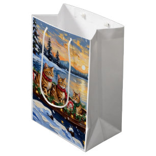 Abyssinian Cat Christmas Boat Holiday Medium Gift Bag