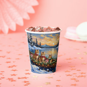 Abyssinian Cat Christmas Boat Holiday Paper Cups