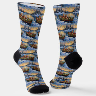 Abyssinian Cat Christmas Boat Holiday Socks