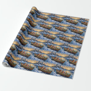 Abyssinian Cat Christmas Boat Holiday Wrapping Paper