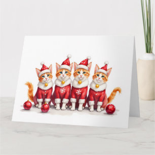 Abyssinian Cat Christmas Dress Santa Hat Card