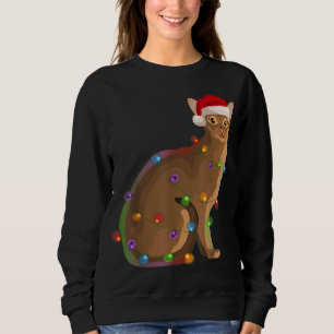 Abyssinian Cat Christmas Lights Xmas Cat Lover Sweatshirt