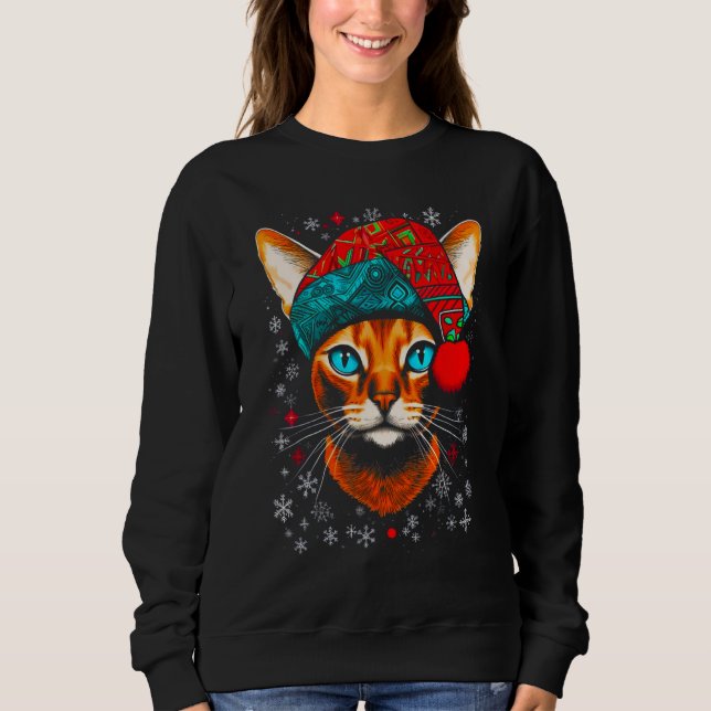 Abyssinian Cat Christmas Sweatshirt (Front)