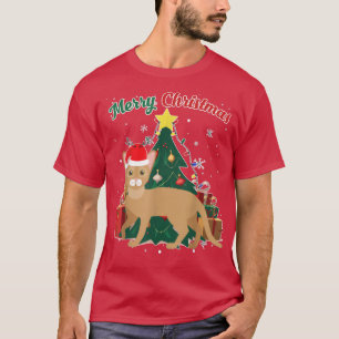 Abyssinian Cat Christmas Tree Snow Flakes Xmas Pre T-Shirt