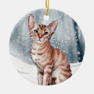 Abyssinian Cat Circle Christmas Xmas Ornament