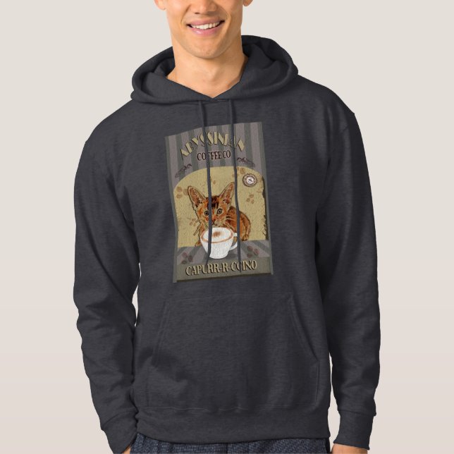 Abyssinian Cat Coffee Capurrrccino Vintage Poster Hoodie (Front)
