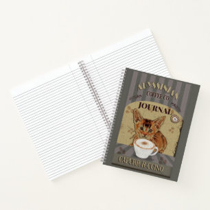 Abyssinian Cat Coffee Capurrrccino Vintage Poster Notebook