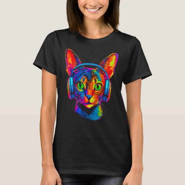 Abyssinian Cat DJ Festival T-Shirt (Front)