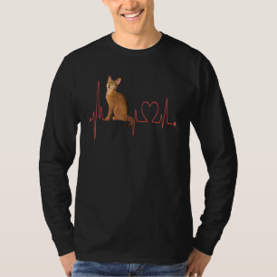 Abyssinian Cat Heartbeat EKG Funny I Love My Abyss T-Shirt