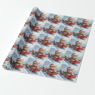 Abyssinian Cat in Sledge Let it Snow Christmas Wrapping Paper