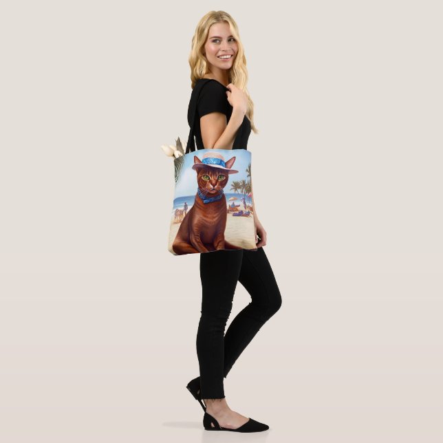 Abyssinian cat on Beach, summer gift for cat lover Tote Bag (On Model)