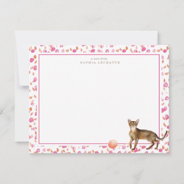 Abyssinian Cat Personalised Stationery Card (Front)