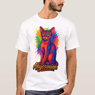 Abyssinian Cat Pop Art Colourful Illustration T-Shirt