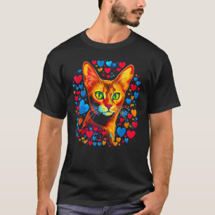 Abyssinian Cat Red Blue T-Shirt