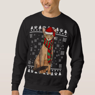Abyssinian Cat Santa Hat Xmas Ugly Christmas Sweatshirt