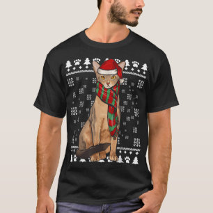 Abyssinian Cat Santa Hat Xmas Ugly Christmas T-Shirt