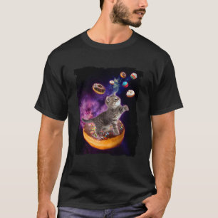 Abyssinian Cat Space Doughnuts  Kitty in Space Kid T-Shirt