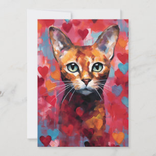 Abyssinian cat Valentine's day  Holiday Card